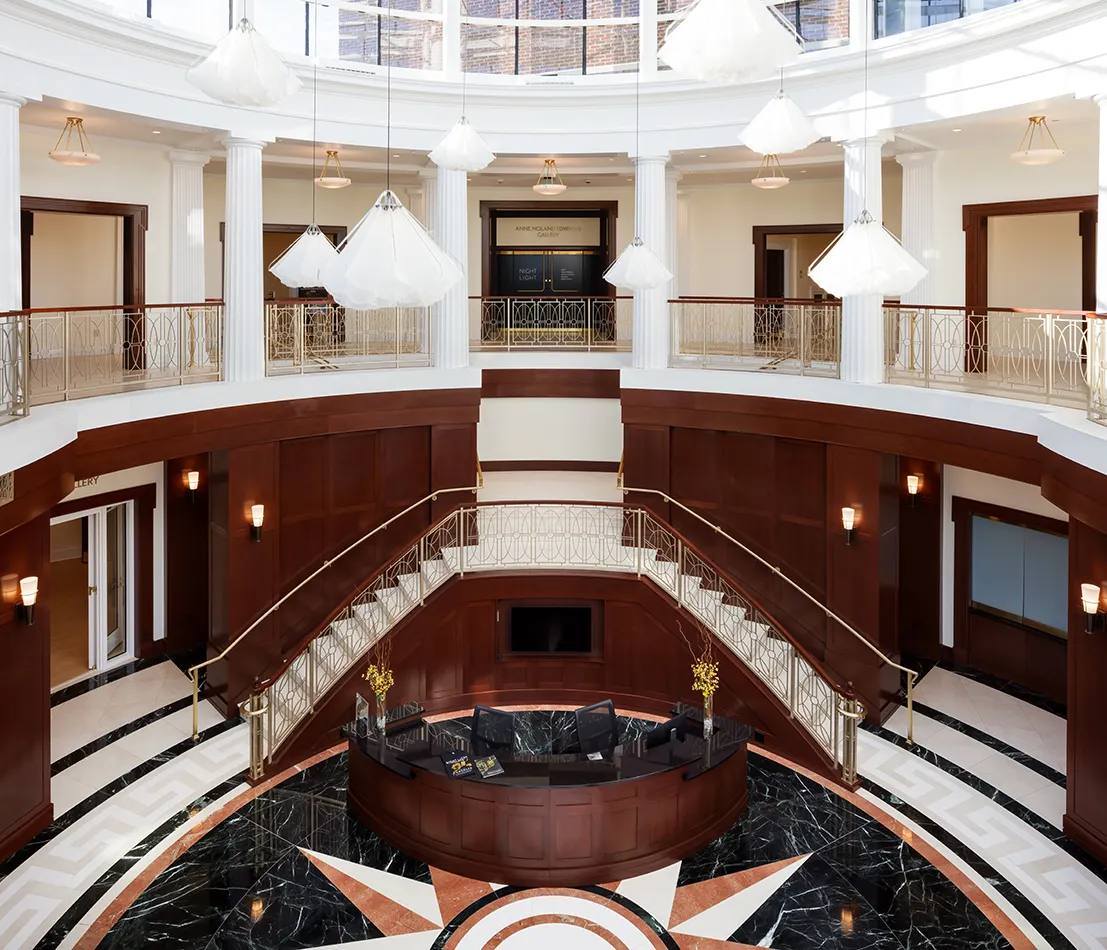 second floor view of Mary M. Torggler Fine Arts Building lobby