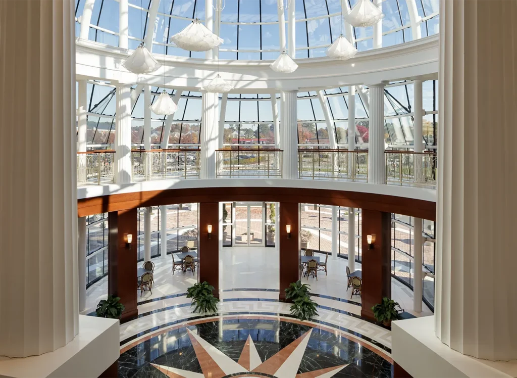 Mary M. Torggler Fine Arts Building entrance from second floor