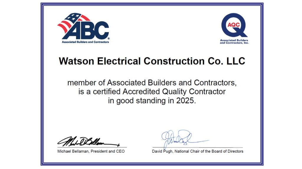 Watson Electrical Construction Accredited Quality Contractor